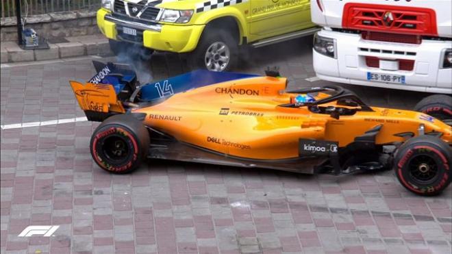 Abandono de Fernando Alonso en Mónaco (Vía: @F1)