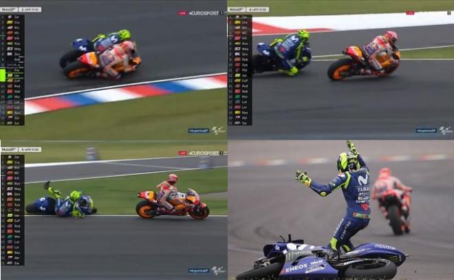 La secuencia de la caída de Rossi con Márquez.