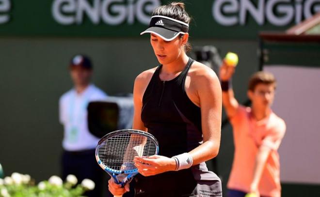 Muguruza se lamenta durante el partido.