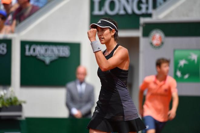 Muguruza celebra su victoria.