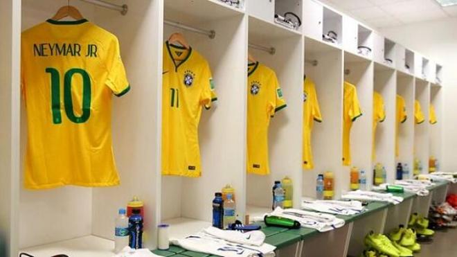 Todo preparado en el vestuario de Brasil para este partido.