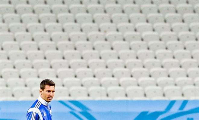 Messi, en el entrenamiento previo a la semifinal.