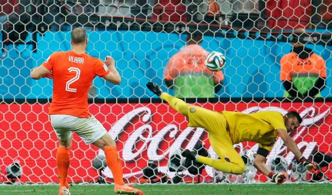 El primer penalti holandés no subió al marcador.