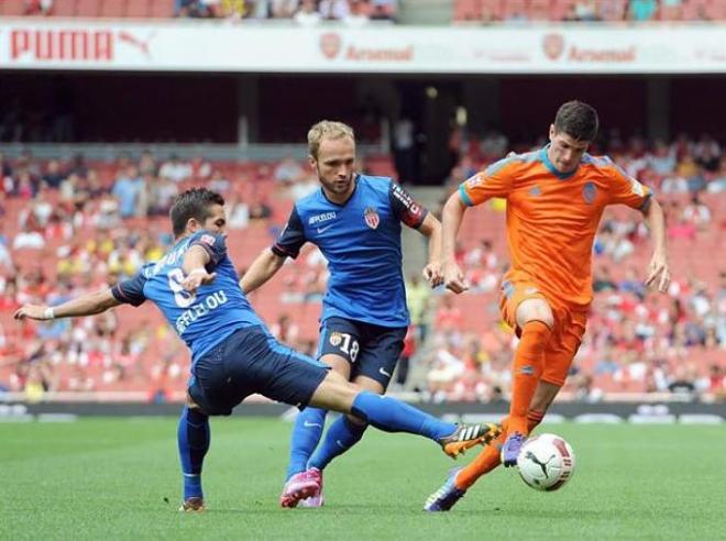 El jugador argentino en pretemporada ante el Mónaco.