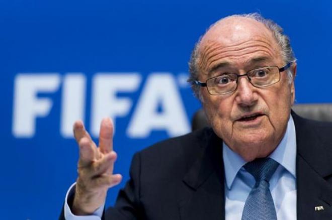 Blatter en una conferencia de la FIFA.