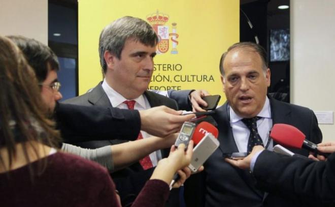 Cardenal (CSD) y Tebas (LFP), tras la reunión.