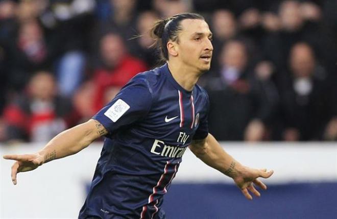 Zlatan celebra un gol en la Supercopa de Francia.