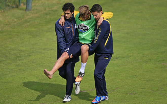 Así se marchó Wilk del entrenamiento (FOTO: RC Deportivo).