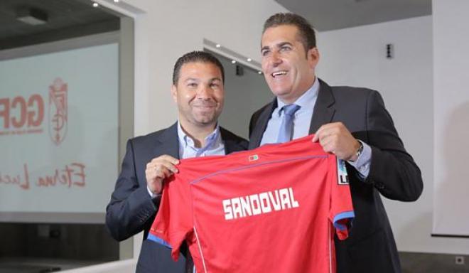 Cordero y Sandoval, en la presentación (FOTO: Granada CF).
