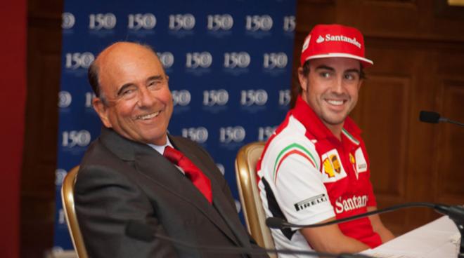 Emilio Botín y Fernando Alonso, en una conferencia