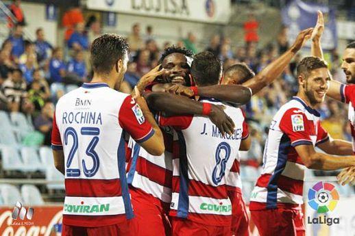 Los jugadores del Granada celebran un gol esta temporada.