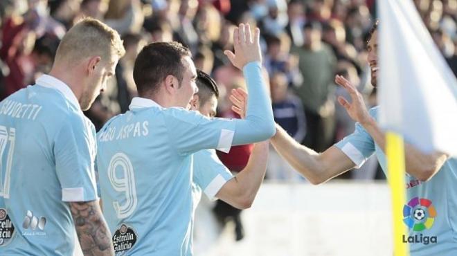 Iago Aspas celebra su gol.