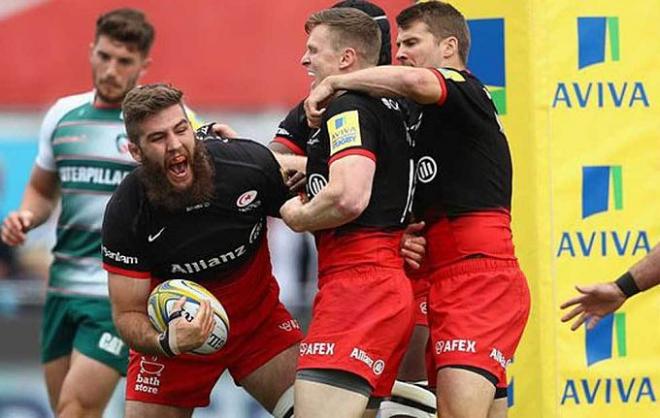 Foto de un encuentro de Saracens, vigente campeón de Europa.