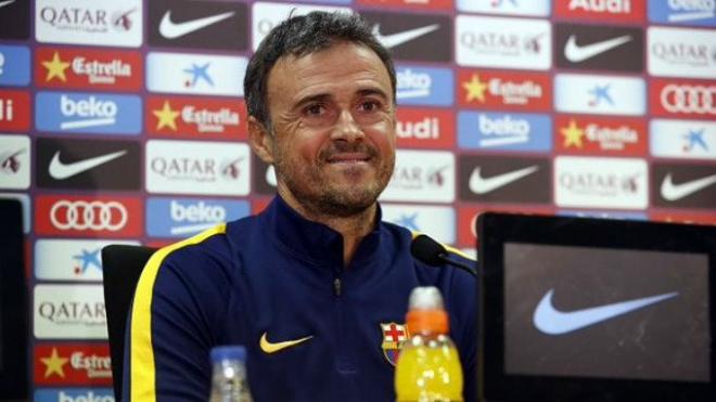 Luis Enrique, durante una rueda de prensa con el Barcelona.