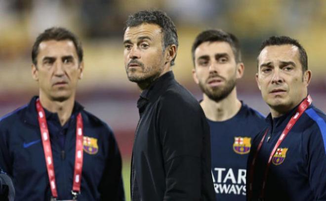 Luis Enrique, antes de la disputa del partido.