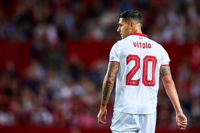 Vitolo, durante un partido en el Sánchez-Pizjuán.