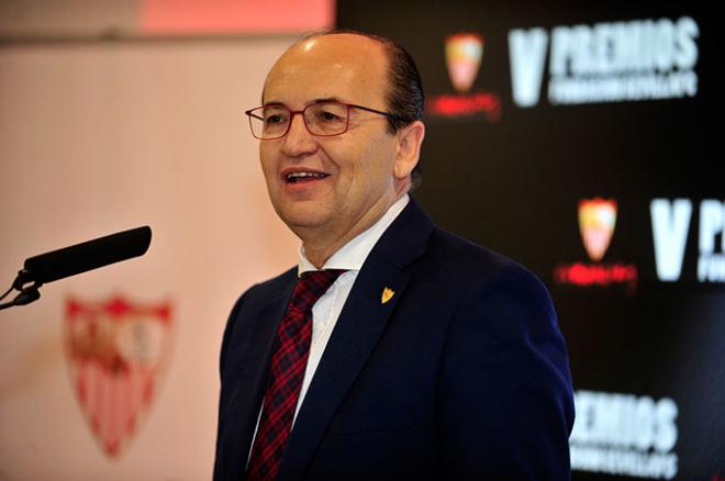 El presidente del Sevilla durante la entrega de premios.