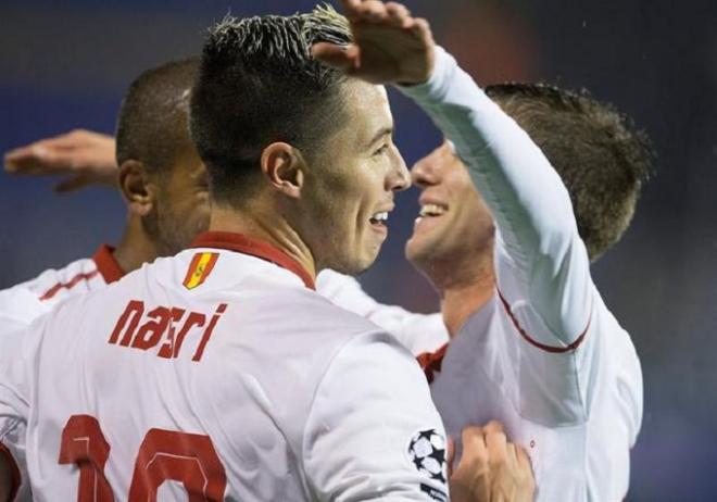 Nasri celebra su gol ante los croatas.