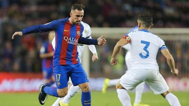 Alcácer por fin marcó en partido oficial con el Barça.