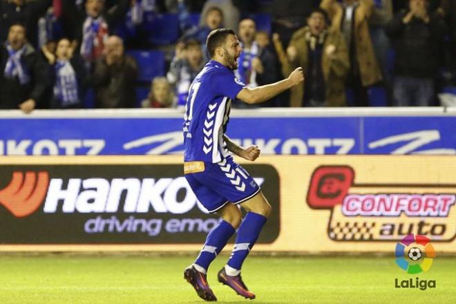 Edgar celebra su gol ante el Deportivo en la Copa.