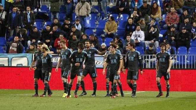 Los donostiarras celebran el 0-1.