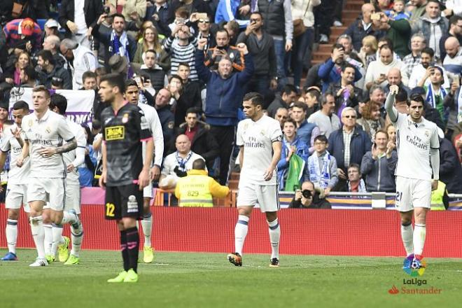 El delantero blanco marcó el primer tanto del partido.