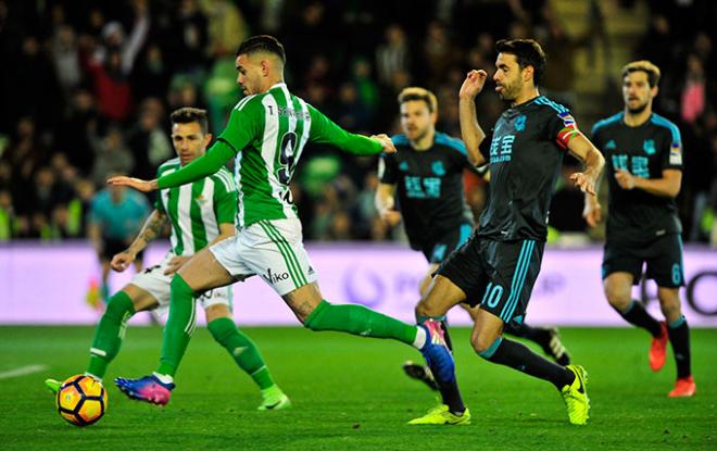 Sanabria, en el momento del fallo ante Raúl Navas.