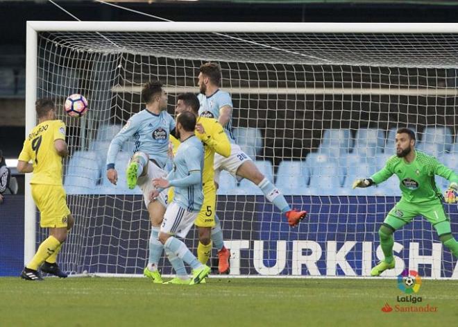 Imagen del momento del gol de Soldado ante el Celta.