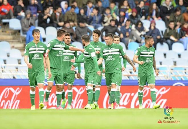 Imágenes de los jugadores del Leganés en Anoeta.