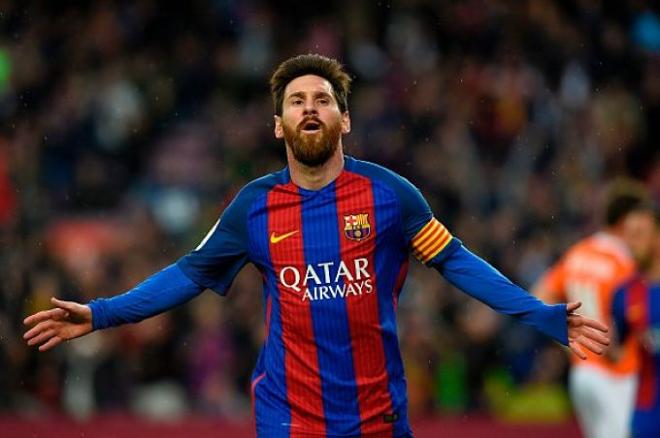 Messi celebra el primer tanto del partido.