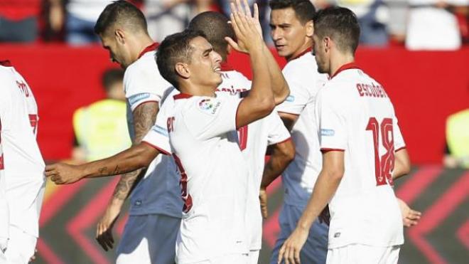 Ben Yedder celebra el 2-1 definitivo.