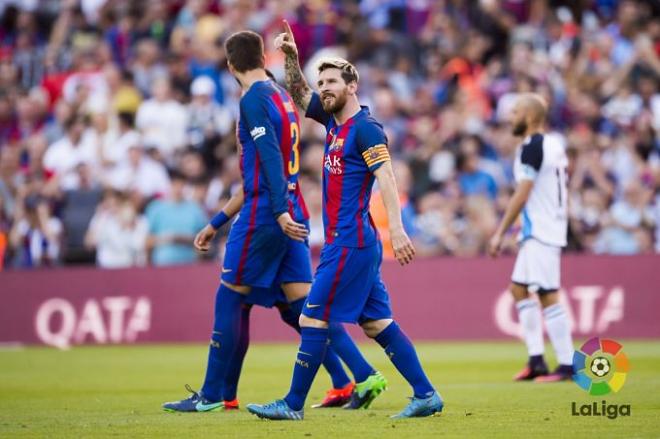 Messi celebra su gol ante el Deportivo.