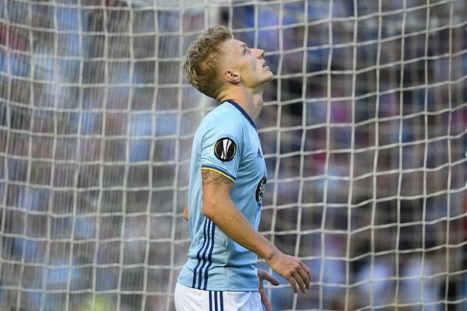 Wass, durante el Celta-Manchester de la Liga Europa.