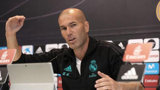 Zidane, durante una rueda de prensa previa a Champions.