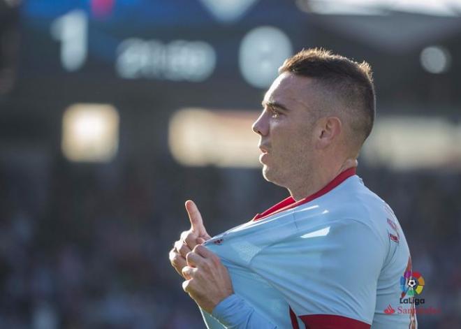 Iago Aspas celebra uno de sus goles frente al Athletic