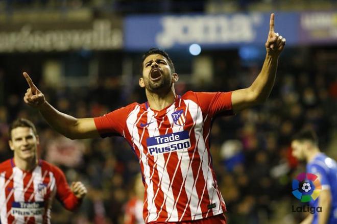 Diego Costa celebra su gol ante el Lleida en La Copa.