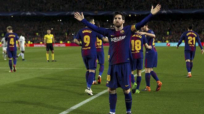 Messi celebra su segundo gol de la noche.