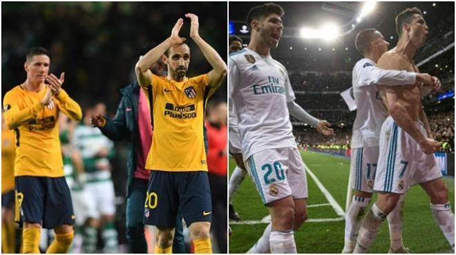 Atlético y Real Madrid celebraron el pase a sus respectivas semifinales europeas.