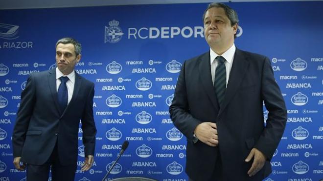 Tino Fernández y el nuevo director deportivo, Carmelo del Pozo.