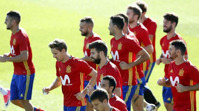 La selección española entrena para el Mundial.
