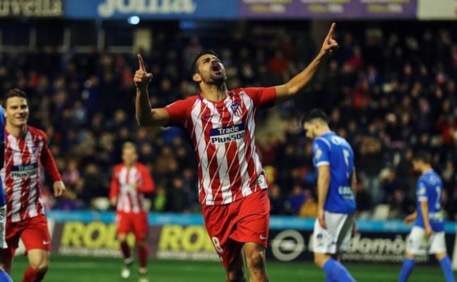 Diego Costa celebra su gol ante el Lleida.