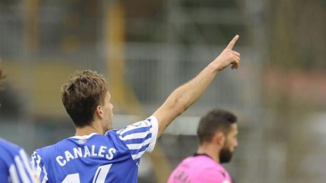 Canales celebra su golazo ante el Levante.