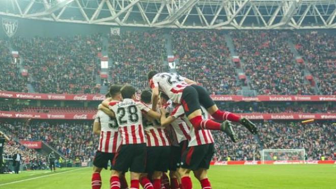 Celebración de los jugadores del Athletic de Bilbao.