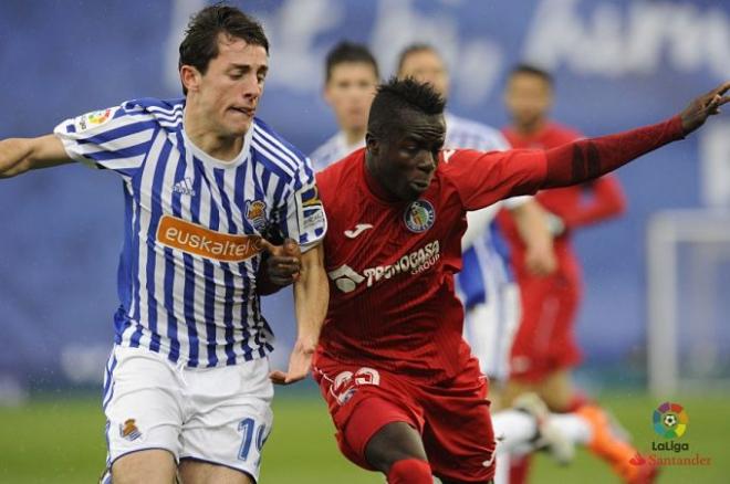 Imagen del encuentro entre la Real Sociedad y el Getafe en Anoeta (1-2).