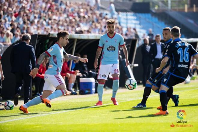 Imagen del derbi gallego disputado en Balaídos entre el Celta y el Deportivo (1-1).