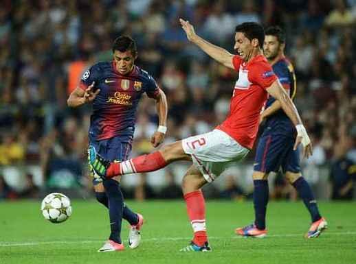 Insaurralde durante un partido ante el Barcelona.