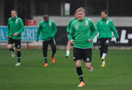 Perquis, en un entrenamiento del Betis.