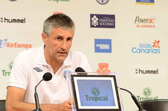 Quique Setién, en rueda de prensa.