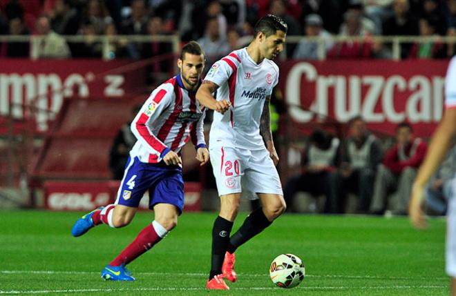 Vitolo, jugador del Sevilla, durante el partido ante el Atlético.