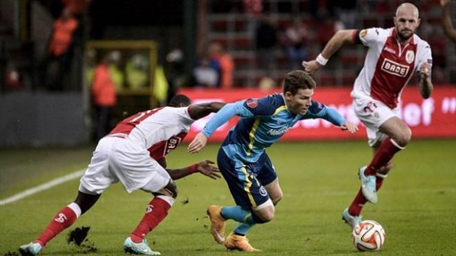 Gameiro, en el último Standard-Sevilla.